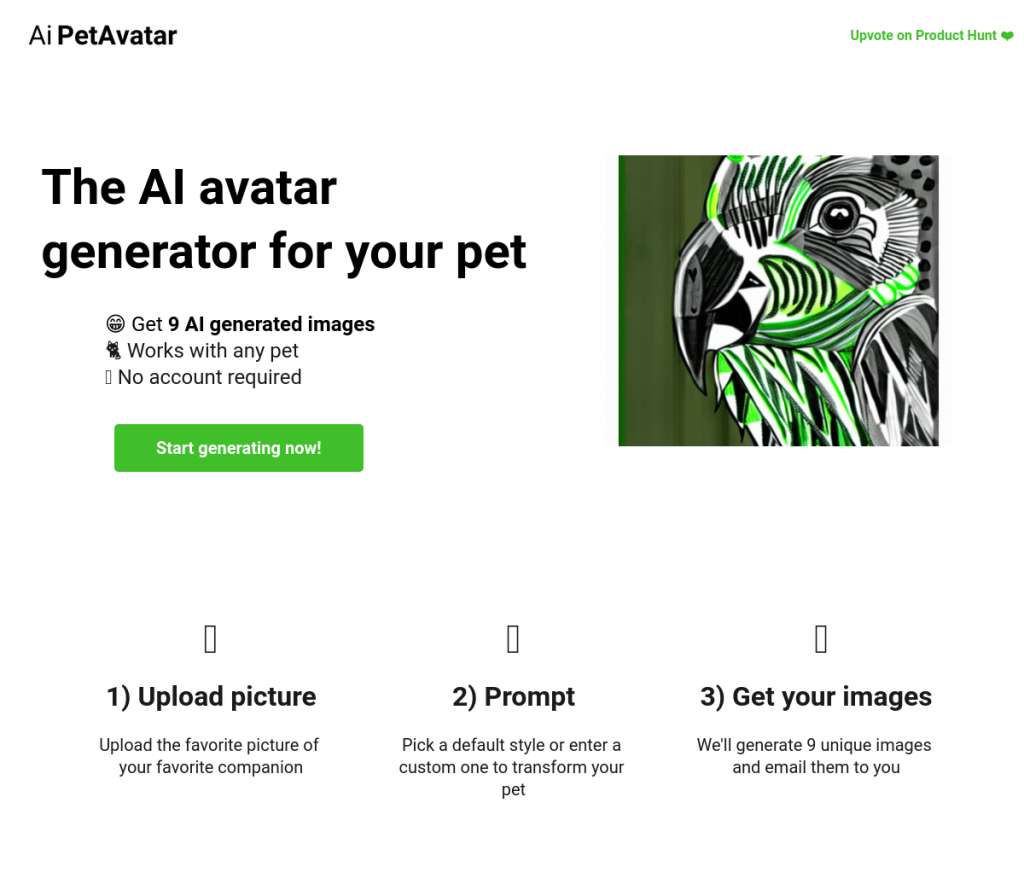 Imagem de uma tela de login com um avatar de animal de estimação criado por IA no canto superior direito. O texto 