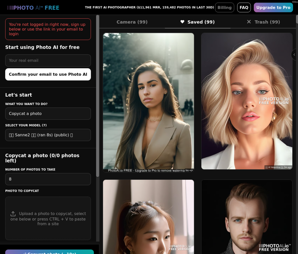 Uma imagem de uma ferramenta de IA que permite aos usuários criar avatares personalizados. A ferramenta possui uma variedade de opções para personalizar o avatar, incluindo penteado, cor dos olhos e roupas. Os usuários também podem escolher criar um avatar masculino ou feminino.