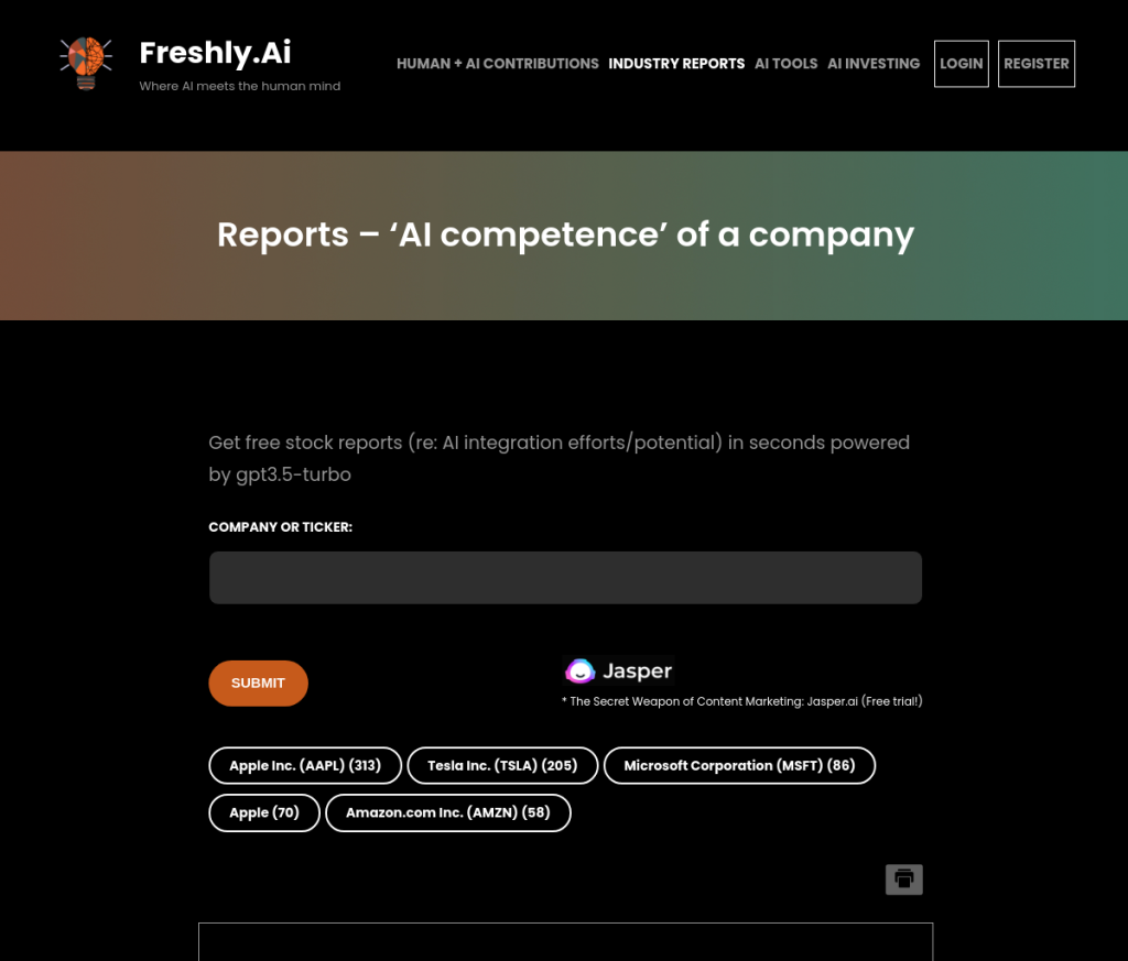 Imagem de uma tela de login com campos para inserir nome de usuário e senha. O logotipo da Freshly.ai está no canto superior esquerdo. O texto 