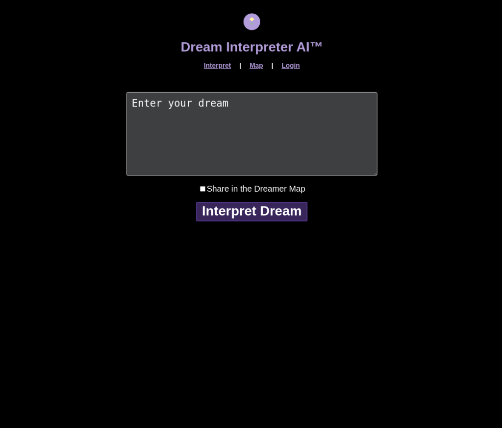 **Descrição do Alt da Imagem:**Uma captura de tela da ferramenta de IA "Dream Interpreter" do Fun Tools, mostrando uma interface de usuário com um campo de texto para inserir sonhos e um botão "Interpretar". O logotipo do Fun Tools é visível no canto superior esquerdo.