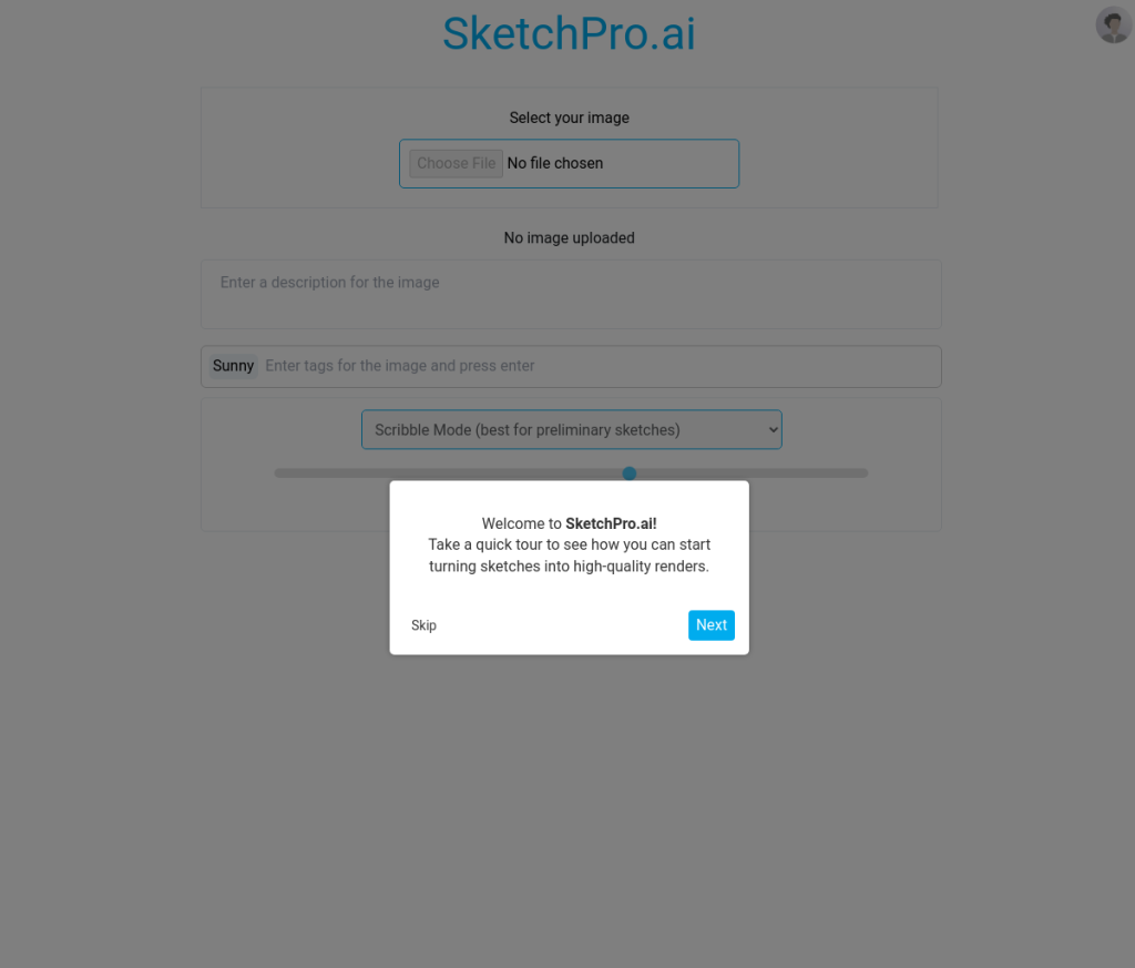 Uma captura de tela da página de login do Sketch Pro AI, uma ferramenta de design gráfico baseada em IA. A página apresenta um formulário com campos para endereço de e-mail e senha, bem como um botão 