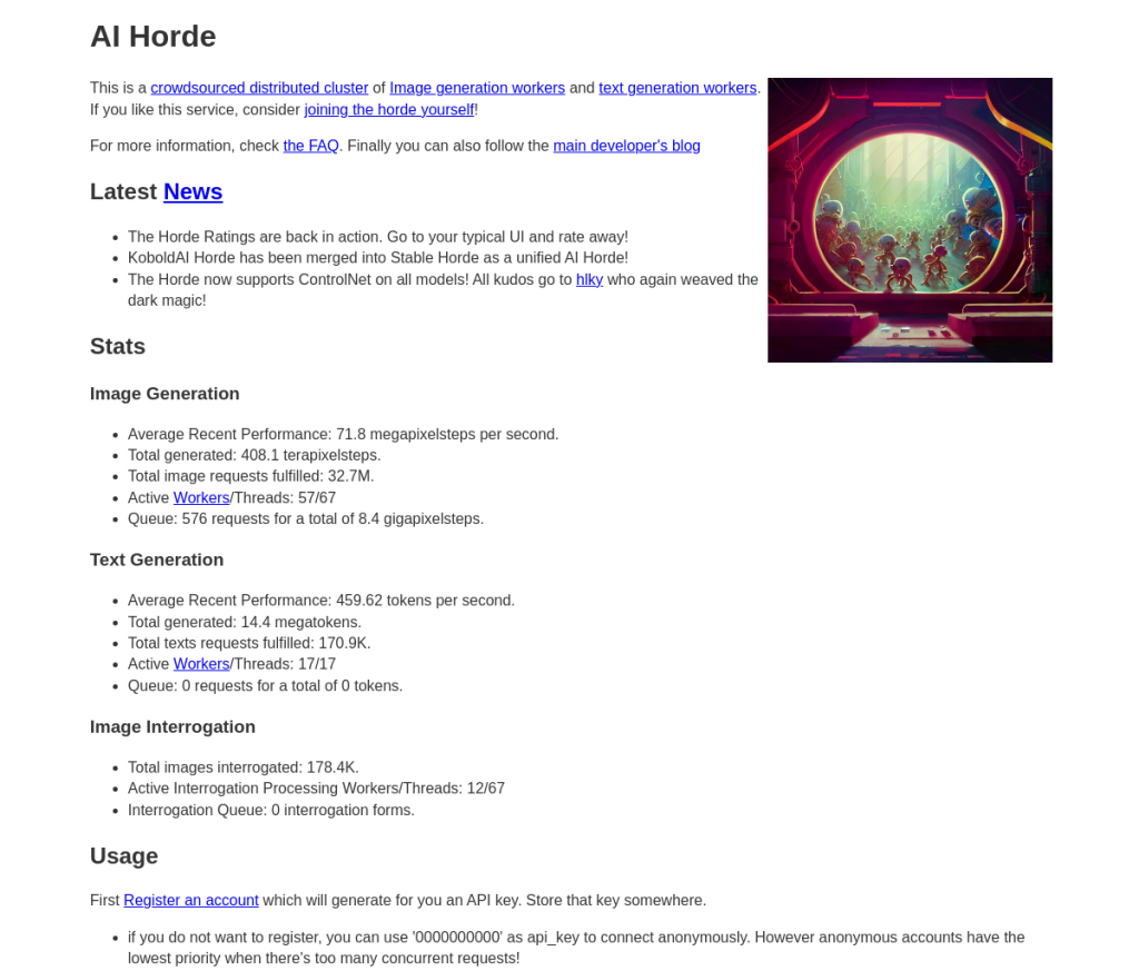 Imagem de uma tela de login com o logotipo "Stable Horde" no canto superior esquerdo. Há dois campos de texto para inserir um nome de usuário e uma senha. Abaixo dos campos de texto, há um botão "Entrar".