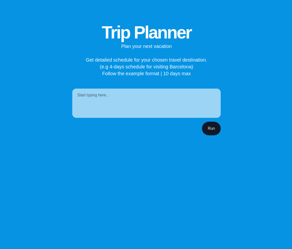Imagem de uma tela de login para uma ferramenta de planejamento de viagens com inteligência artificial chamada "AI Trip Planner". A tela inclui um logotipo, um campo de entrada para um endereço de e-mail e um botão "Entrar".