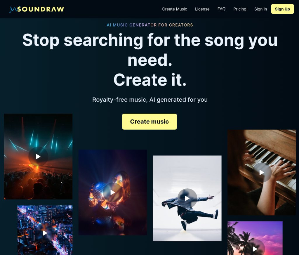 Imagem: Logotipo do Soundraw, um serviço de IA musicalTexto alternativo: Logotipo do Soundraw, uma plataforma de IA que fornece ferramentas para criação, edição e colaboração musical.