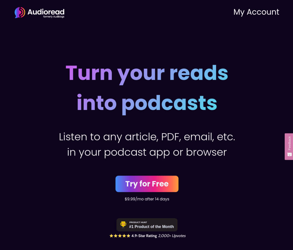Imagem de uma ferramenta de login de leitura de áudio chamada Audioread. A ferramenta é representada por um ícone azul com um símbolo de onda sonora e o texto 