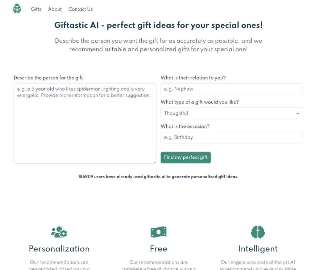 Alt: Tela de login do Giftastic.ai, uma ferramenta de IA para encontrar ideias de presentes. A tela mostra um formulário de login com campos para endereço de e-mail e senha. Há também um botão 