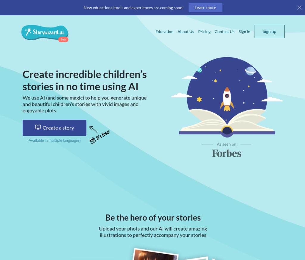 Tela de login do Storywizard, uma ferramenta de inteligência artificial que ajuda os usuários a criar histórias. A tela apresenta um campo de entrada de e-mail, um campo de entrada de senha e um botão 