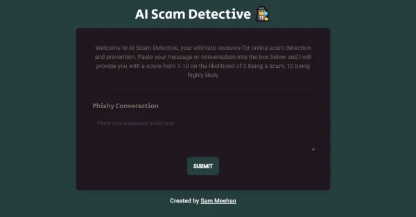 **Descrição do Alt da Imagem:**Uma captura de tela que mostra a página de login do AI Scam Detective. Existem campos para inserir um endereço de e-mail e uma senha. Há também um botão "Entrar".