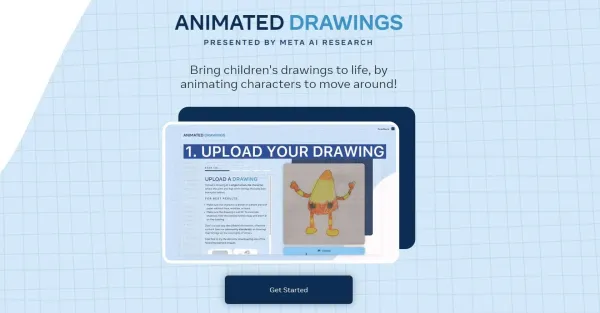 Imagem de uma tela de computador exibindo a página de login do Animated Drawings. A página possui um campo de entrada para nome de usuário e senha, bem como botões para entrar e criar uma nova conta.