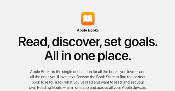 Imagem de uma página de login da Apple Books com campos de entrada de nome de usuário e senha e um botão de login. O texto na imagem diz "Entre na Apple Books".