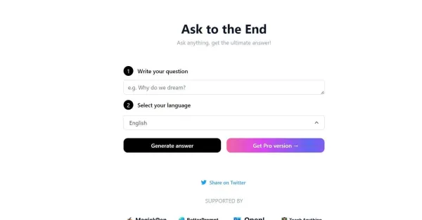 Imagem do logotipo do Ask2End com o texto "Ask2End: Faça perguntas, obtenha respostas". A imagem é uma captura de tela do site Ask2End, que é uma plataforma de perguntas e respostas onde os usuários podem fazer perguntas e obter respostas de outros usuários.