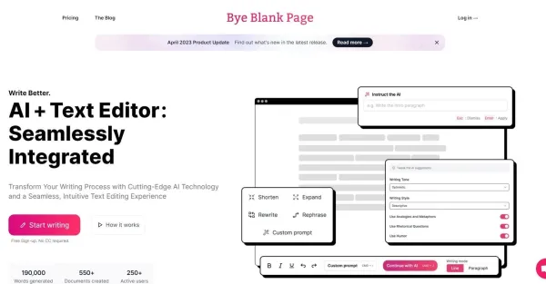 Imagem de tela de um computador mostrando o site Bye Blank Page com um formulário de login. O formulário tem campos para nome de usuário, senha e botão de login. Acima do formulário, há um logotipo da Bye Blank Page e o texto "Faça login na Bye Blank Page".