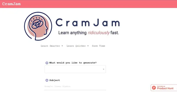Imagem de um laptop com o site CramJam exibido na tela. O site mostra uma página de login com campos para inserir um nome de usuário e uma senha. Há também um botão "Entrar" e um link "Esqueceu sua senha?".