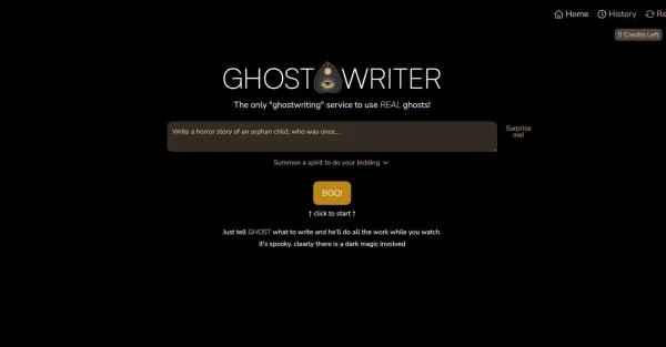 **Alt da Imagem:**Captura de tela do GhostWriter, um serviço de escrita de IA, mostrando a página de login. O formulário de login tem campos para endereço de e-mail e senha, além de um botão "Entrar".
