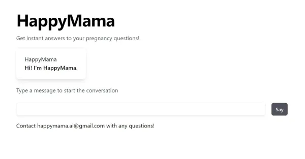**Descrição do Alt para a Imagem: Login do Happy Mama**Uma captura de tela do aplicativo Happy Mama mostrando a tela de login. Há um campo para inserir um endereço de e-mail e uma senha. Abaixo dos campos de entrada, há um botão "Entrar".