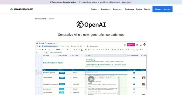 OpenAI in Spreadsheet OpenAI in Spreadsheet