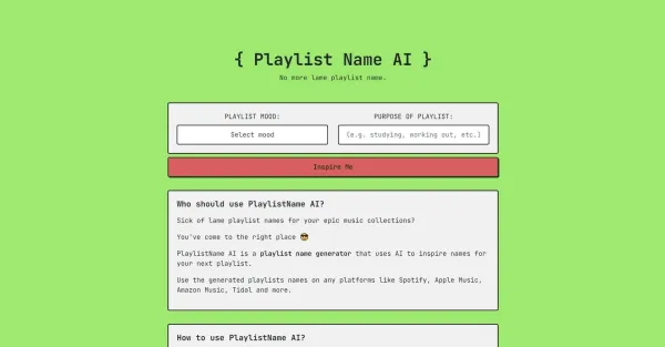 PlaylistName AI PlaylistName AI